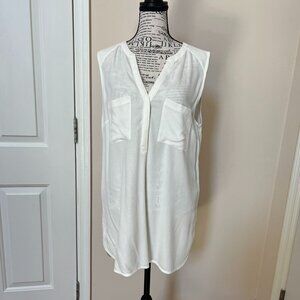 Dalia Sleeveless Ivory V-Neck Blouse, Never Worn, Size M